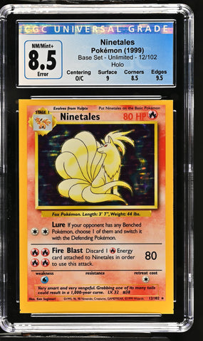 Pokemon Ninetales Holo Square Cut Error Base Set 12/102 CGC 8.5 w/Sub-Grades