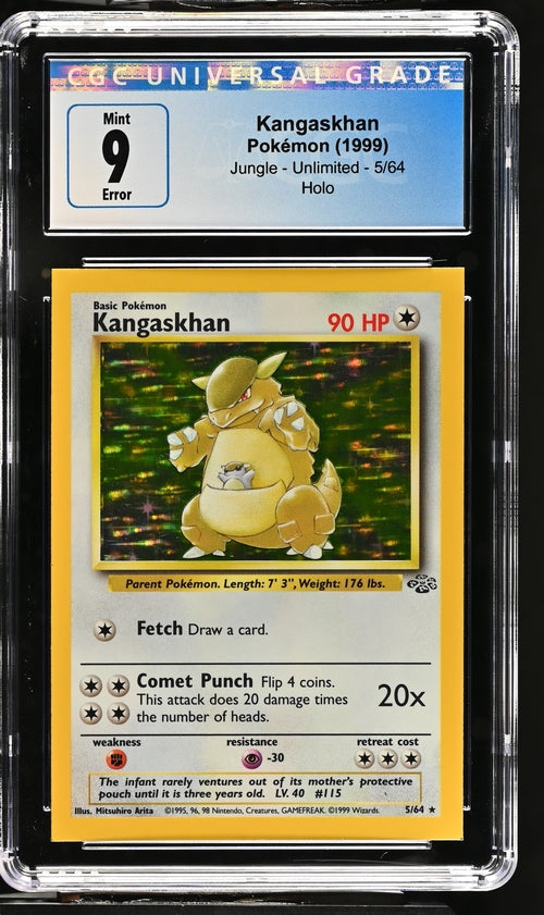 Pokemon Kangaskhan Holo Rare Square Cut Error Jungle 5/64 CGC Mint 9