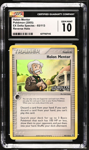 Pokemon Holon Mentor Reverse Holo 🔥POP 6🔥 2005 EX Delta Species 93/113 CGC Gem Mint 10 Pokemon Card