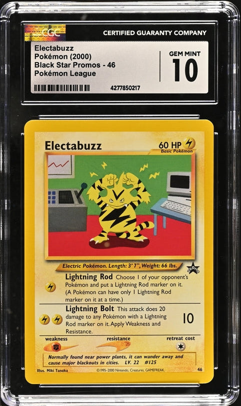 CGC 10 - 2000 WOTC Black Star Promo Electabuzz # 46 Pokemon Card