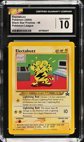 CGC 10 - 2000 WOTC Black Star Promo Electabuzz # 46 Pokemon Card