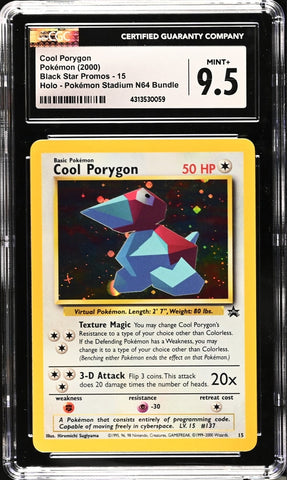 CGC 9.5 - 2000 Black Star N64 PROMO Cool Porygon # 15 HOLO Pokemon Card