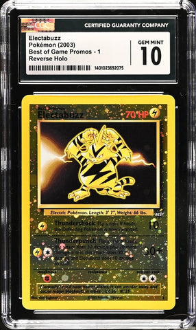 CGC 10 - 2002 Best of Game PROMO Electabuzz # 1 REVERSE HOLO Pokemon Card