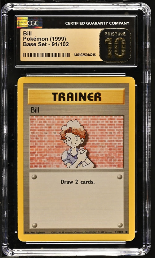 CGC 10 PRISTINE - 1999 Base Set Bill 91/102 Pokemon Card