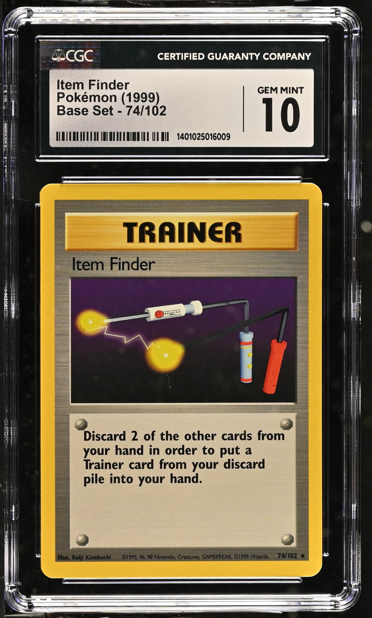 Pokemon Item Finder Rare 1999 Base Set 74/102 CGC Gem Mint 10 Pokemon Item Finder Rare 1999 Base Set 74/102 CGC Gem Mint 10