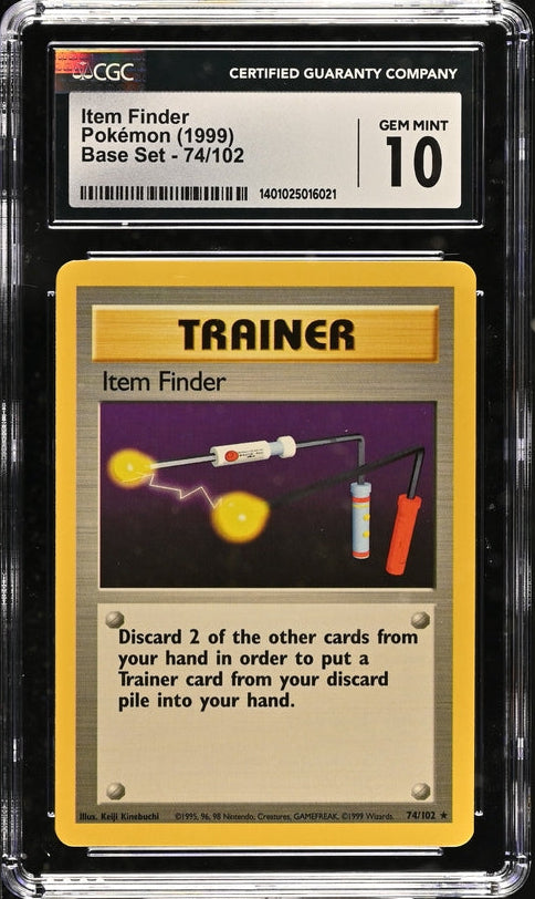 CGC 10 - 1999 Base Set 74/102 Item Finder Pokemon Card
