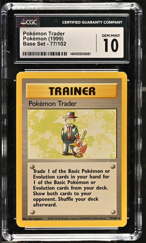 CGC 10 - 1999 Pokemon Base Set 77/102 Pokemon Trader Pokemon Card CGC 10 - 1999 Pokemon Base Set 77/102 Pokemon Trader Pokemon Card