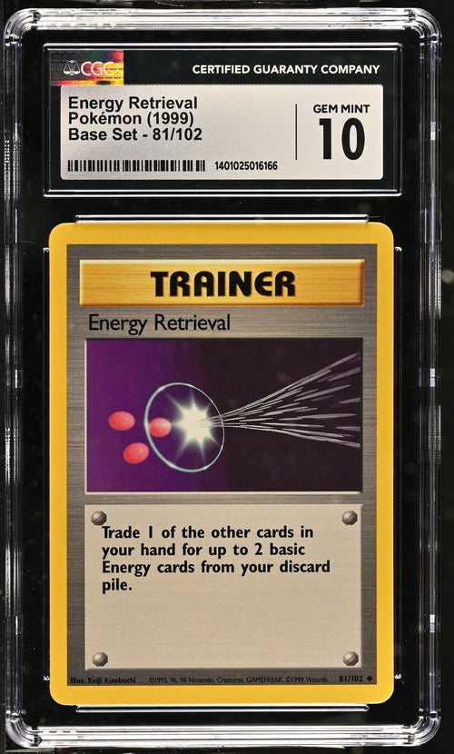 CGC 10 - 1999 Base Base Set Energy Retrieval 81/102 Pokemon Card