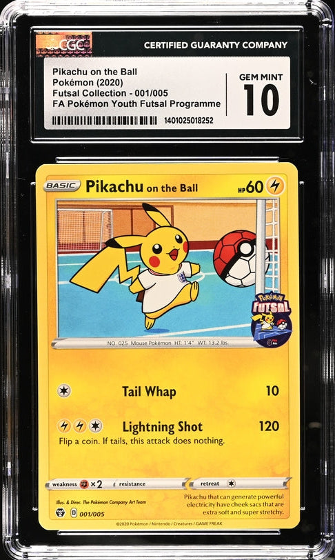 CGC 10 - 2020 Futsal Soccer PROMO Pikachu on the Ball 001/005 Pokemon Card