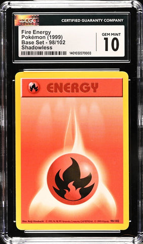 CGC 10 - 1999 Base Set 98/102 Fire Energy Shadowless Pokemon Card