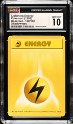 CGC 10 - 1999 Base Set 100/102 Lightning Energy Shadowless Pokemon Card