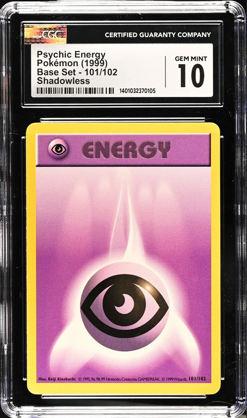 CGC 10 - 1999 Base Set 101/102 Psychic Energy Shadowless Pokemon Card