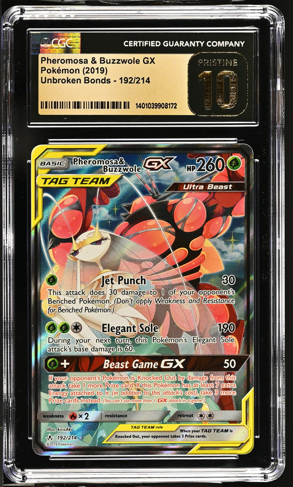 Pokemon Pheromosa & Buzzwole GX Tag Team 🔥POP 15🔥 192/214 CGC Pristine 10