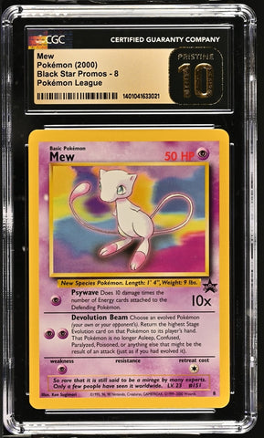 CGC 10 PRISTINE - 2000 WOTC Black Star Promo MEW # 8 Pokemon Card