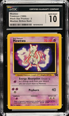 CGC 10 - 1999 Mewtwo # 3 WB Movie WOTC Black Star PROMO Pokemon Card