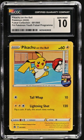 CGC 10 - 2020 Futsal Soccer Promo Pikachu on the Ball 001/005 Pokemon Card