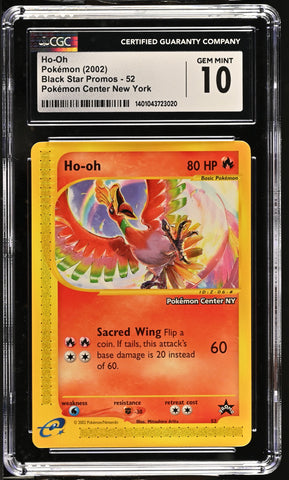 CGC 10 - 2002 WOTC Black Star PROMO "Pokemon Center NY" Ho-Oh # 52