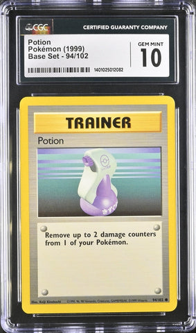 CGC 10 - 1999 Pokemon Base Set Potion 94/102 Pokemon Card