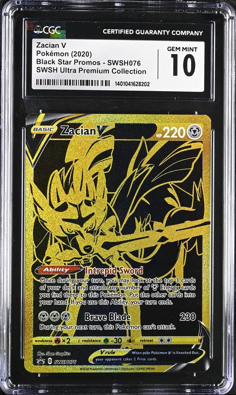 CGC 10 - 2020 PROMO Zacian V SWSH076 FULL ART HOLO Pokemon Card