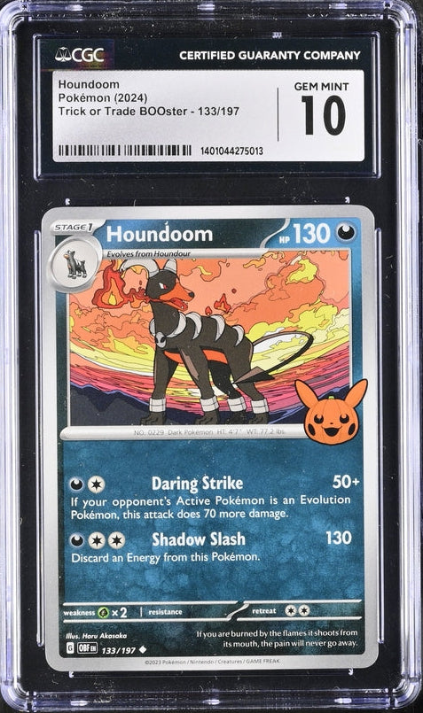 CGC 10 - 2024 Trick or Trade Houndoom 133/197 PIKACHU HALLOWEEN STAMPED