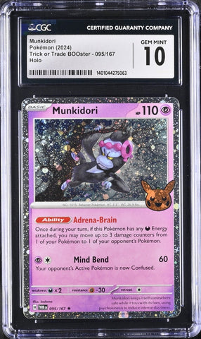 CGC 10 GEM MINT Munkidori 095/167 2004 Trick or Trade Stamped Pokemon Card