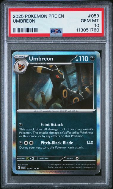 Pokemon Umbreon Holo 2025 Prismatic Evolutions 059/131 PSA 10 Pokemon Card