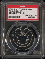 2021 Pokemon Pikachu Promo Coin 25th Celebrations 🔥POP 16🔥PSA 10