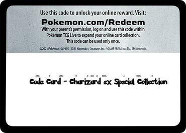 Charizard ex Special Collection - TCG Code Card