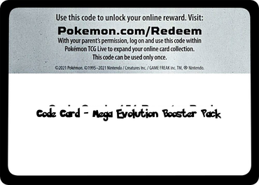 Mega Evolution Booster Pack - TCG Code Card