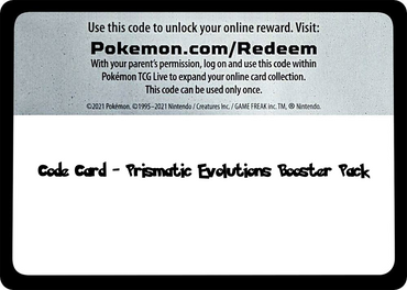 Prismatic Evolutions Booster Pack - TCG Code Card