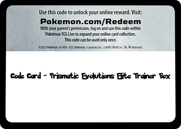 Prismatic Evolutions Elte Trainer Box - TCG Code Card