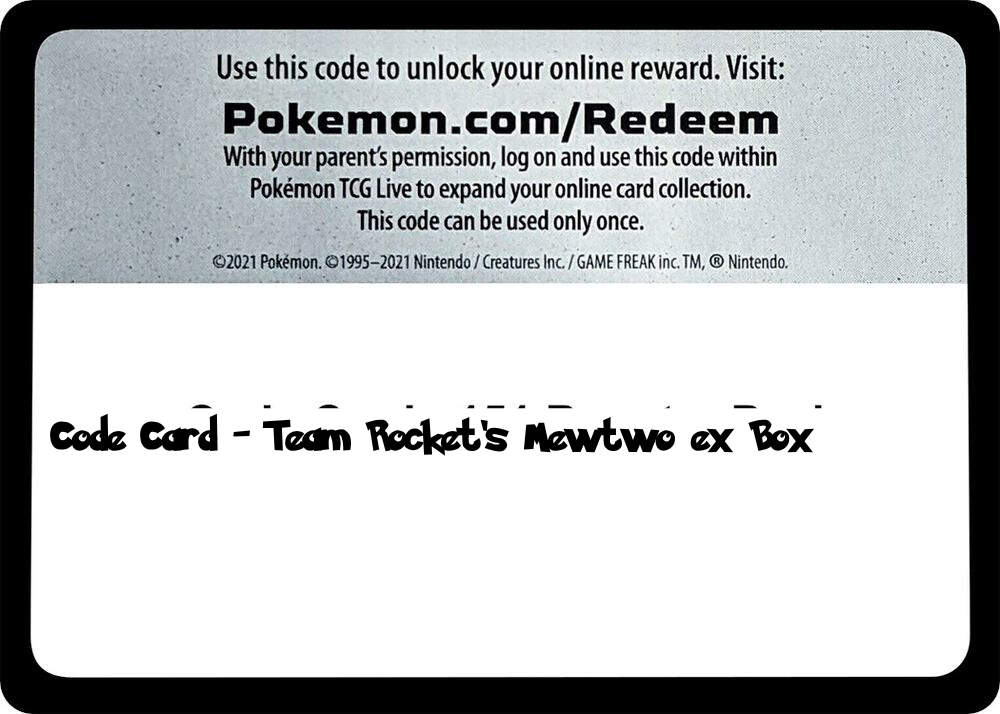 Team Rocket's Mewtwo ex Box - TCG Code Card