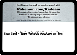 Team Rocket's Mewtwo ex Box - TCG Code Card