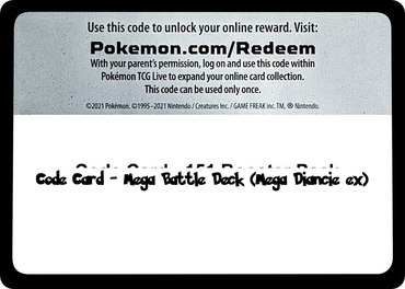 Mega Battle Deck (Mega Diancie ex) - TCG Code Card