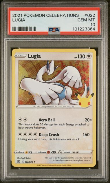PSA 10 - 2021 SW&SH Celebrations Lugia 022/025 25th Anniversary Stamped Pokemon Card