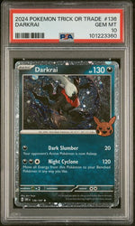 PSA 10 - 2024 Trick or Trade Darkrai 136/197 Halloween Stamped Cosmos Holo Pokemon Card
