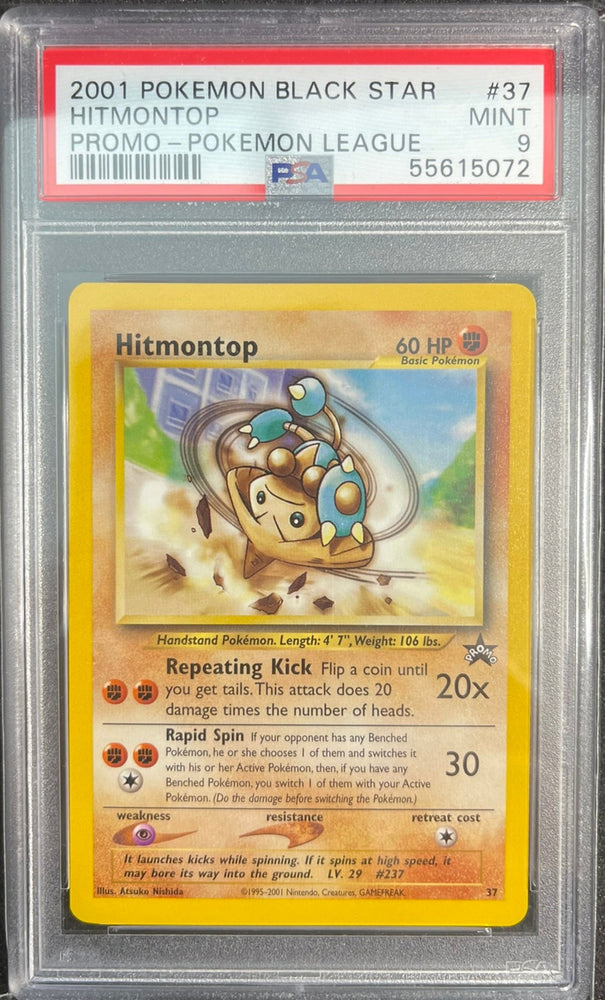 PSA 9 - 2001 WOTC Black Star PROMO Hitmontop # 37 Pokemon Card