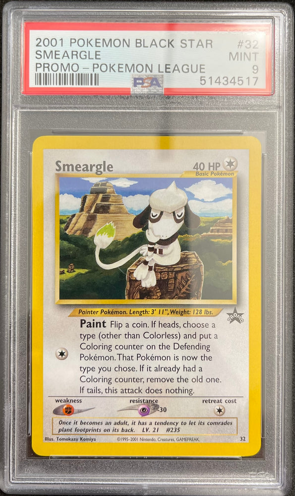 PSA 9 - 2001 WOTC Black Star PROMO Smeargle # 32 Pokemon Card