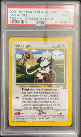 PSA 9 - 2001 WOTC Black Star PROMO Smeargle # 32 Pokemon Card