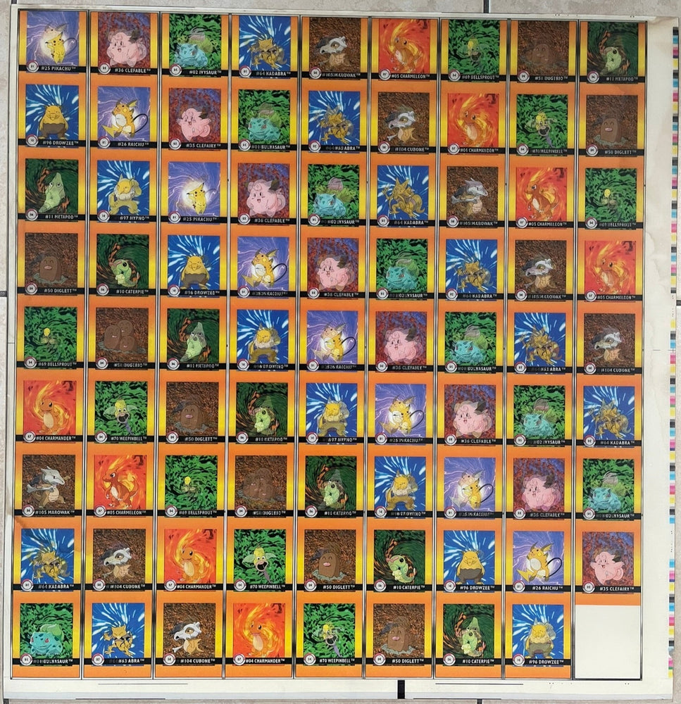 Pokemon Action Flipz Series One Premier Edition Uncut Sheet 1-10 - Vintage 1999