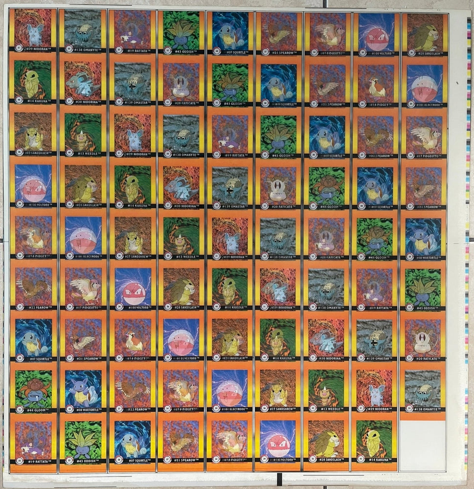 Pokemon Action Flipz Series One Premier Edition Uncut Sheet 31-40 - Vintage 1999
