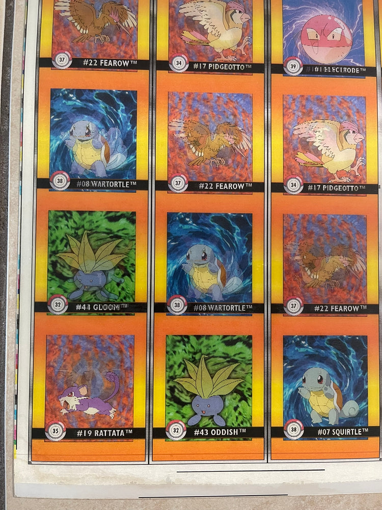 Pokemon Action Flipz Series One Premier Edition Uncut Sheet 31-40 - Vintage 1999