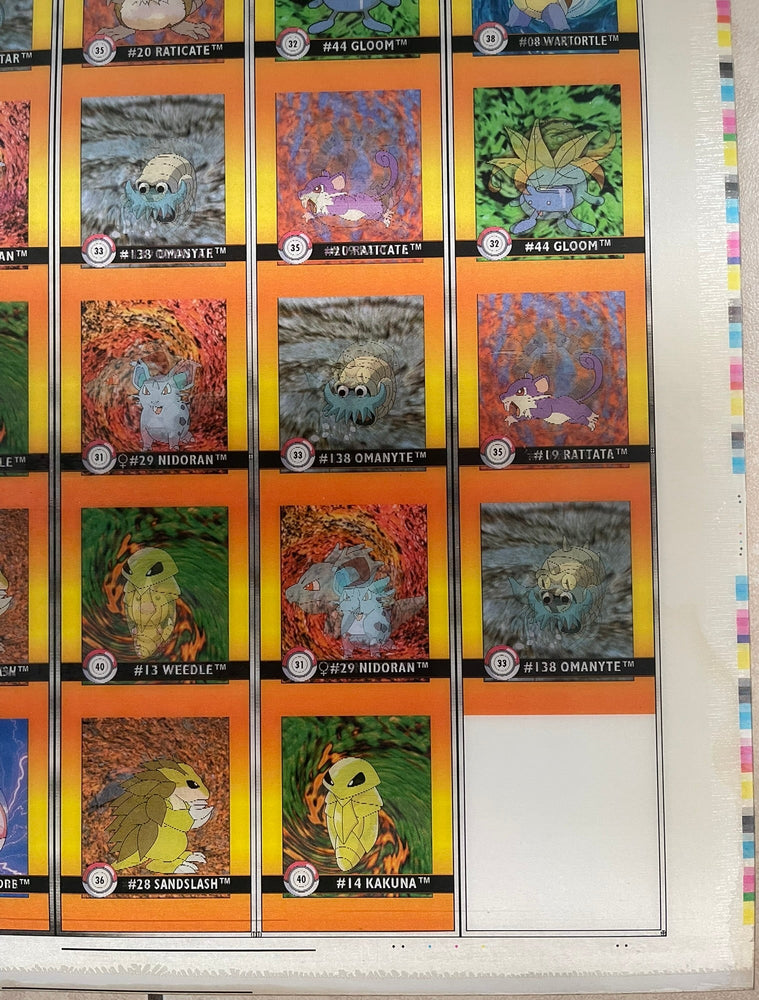 Pokemon Action Flipz Series One Premier Edition Uncut Sheet 31-40 - Vintage 1999
