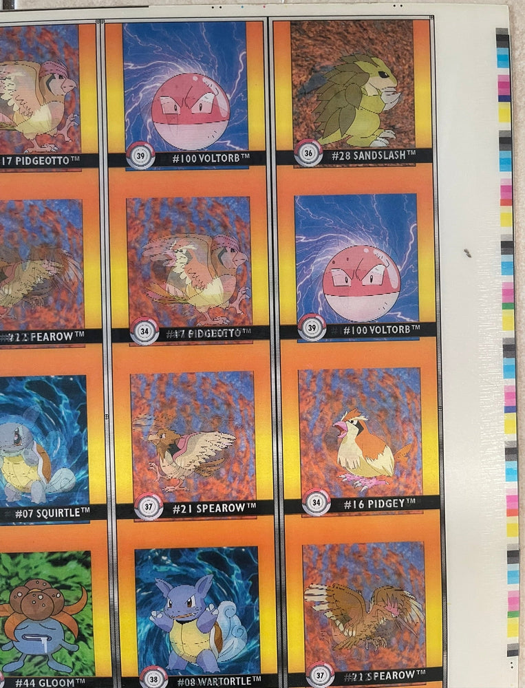 Pokemon Action Flipz Series One Premier Edition Uncut Sheet 31-40 - Vintage 1999