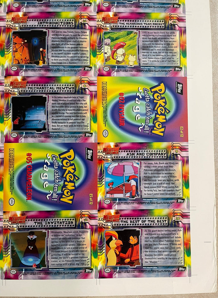 Topps 1999 Pokémon The First Movie Uncut Sheet - 2 of 2