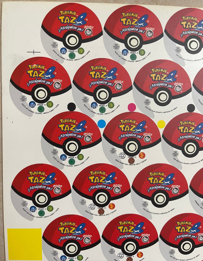 1999 Pokémon Vintage Tazos Uncut Sheet - Double Print Error