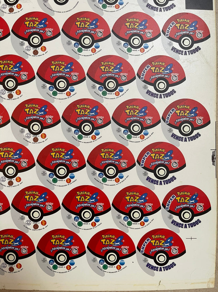 1999 Pokémon Vintage Tazos Uncut Sheet - Double Print Error
