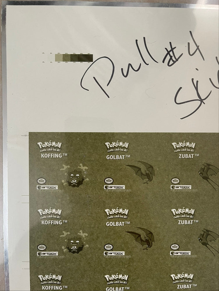 1999 Pokémon Artbox GOLD Uncut Sheet