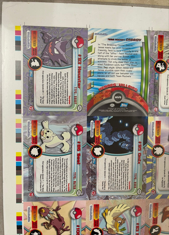 Topps 2000 Pokémon TV Series 2 Silver Foil 50/50 Complete Set Uncut Sheet