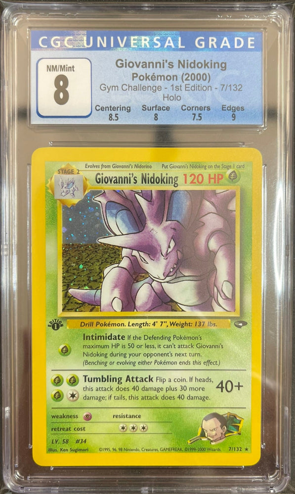 Pokemon 1st Edition Gym Challenge Giovanni's Nidoking 7/132 - CGC 8 NM-MT w/ Sub-Grades